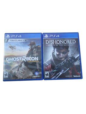 LOT of 2 PS4 Action Games - Dishonored Death of the Outsider - Ghost Recon
